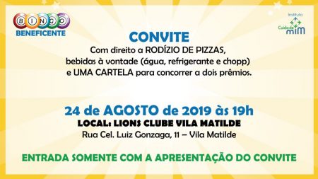 Bingo Beneficente e Noite da Pizza no Instituto Cuida de Mim